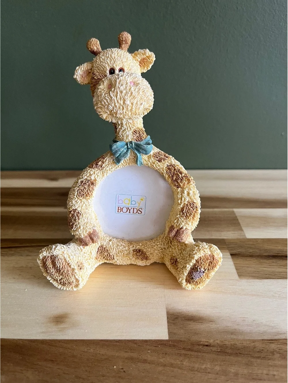 Baby Boyds Giraffe Photo Frame with Blue Bow Tie - 5.5 Inch Height